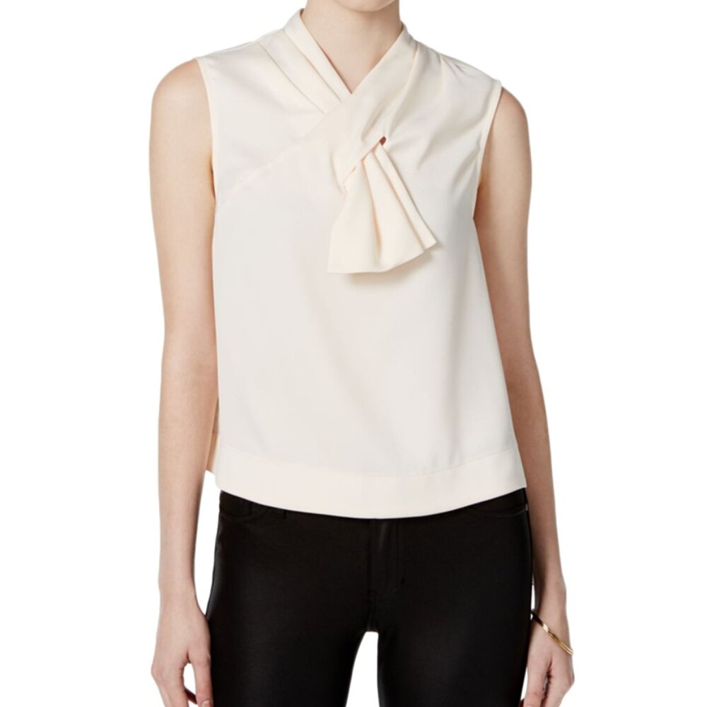 Rachel Roy Cream Sleeveless Bow Pullover Blouse - S - NWOT